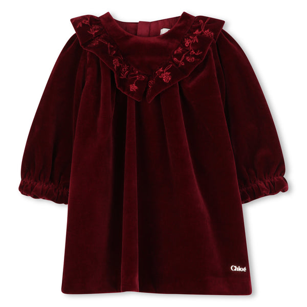 Abito rosso natale in velluto per neonata Chloé C21339 95K 