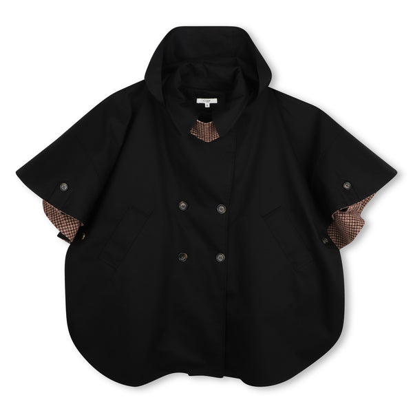 Giubbino trench nero con cappuccio per bambina Chloé C21394 09B 