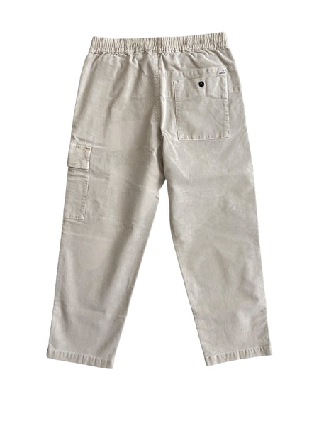 Pantalone beige in velluto a coste con logo per bambino C.P. Company CUP01J-LVC00 10024 