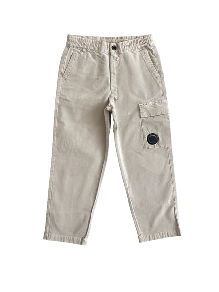 Pantalone beige in velluto a coste con logo per bambino C.P. Company CUP01J-LVC00 10024 