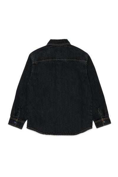 Camicia in denim nero con logo per bambino Diesel J01330 K02 