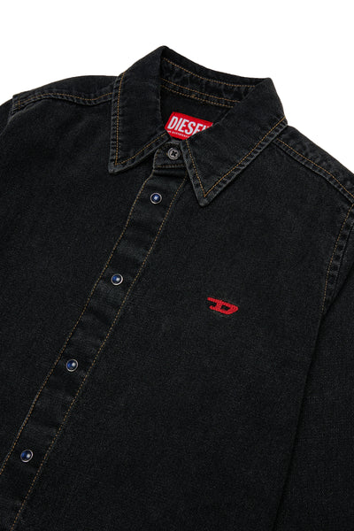 Camicia in denim nero con logo per bambino Diesel J01330 K02 