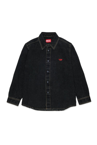 Camicia in denim nero con logo per bambino Diesel J01330 K02 
