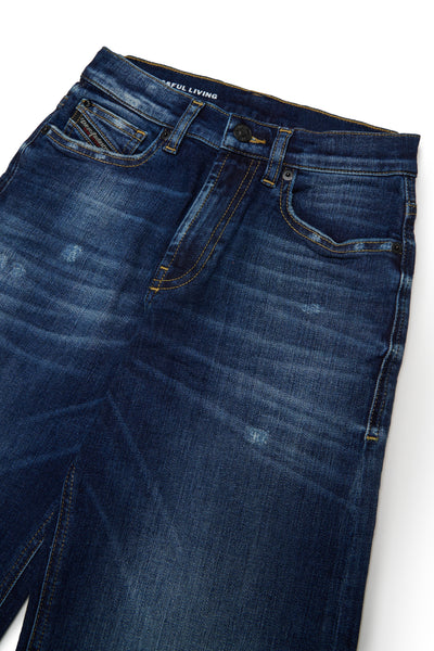 Jeans wide leg in denim blu medio per bambina Diesel J02322 K01 