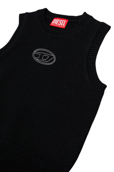 Gilet in maglia nero con logo per bambina Diesel J02930 K900 