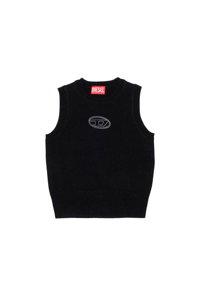 Gilet in maglia nero con logo per bambina Diesel J02930 K900 