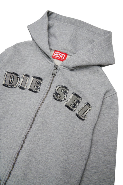 Felpa grigio melange con zip per bambino Diesel J02986 K963 