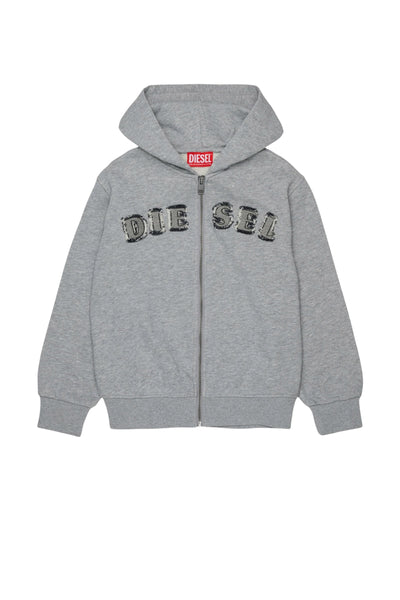 Felpa grigio melange con zip per bambino Diesel J02986 K963 