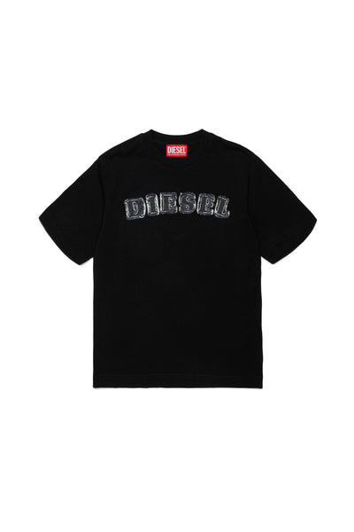 T-shirt nera con logo per bambino Diesel J02992 K900 