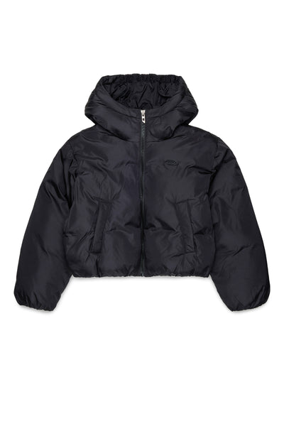 Piumino nero con logo per bambina Diesel J03016 K900 