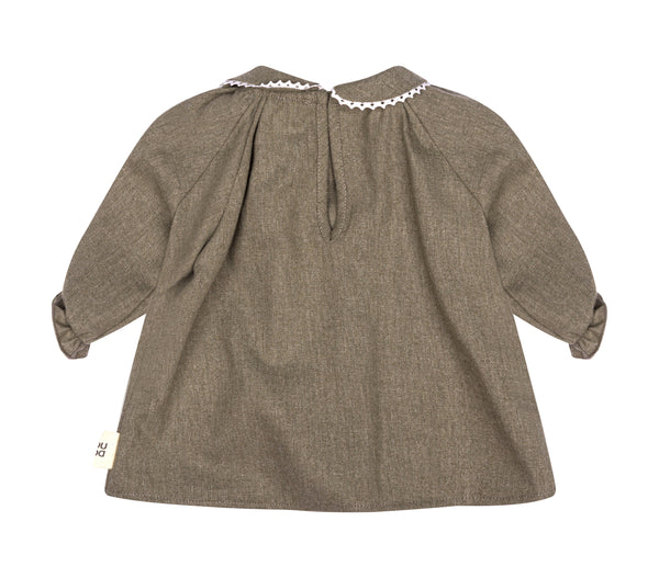 Abito tortora con colletto per neonata Doudou DZ1010-I0337 903 