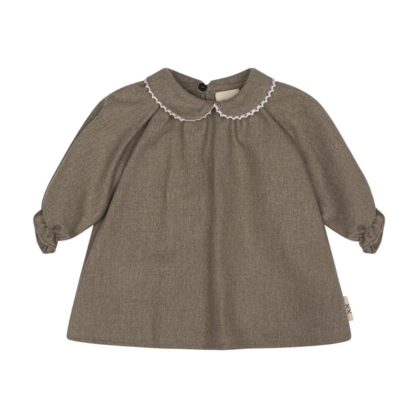 Abito tortora con colletto per neonata Doudou DZ1010-I0337 903 
