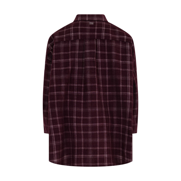Abito camicione in velluto millerighe tartan bordeaux per bambina Doudou DZ1A20-V0184 562BC 