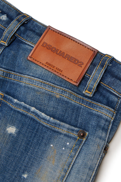 Jeans in denim blu medio con dettagli per bambino Dsquared2 DQ2241 DQ01 