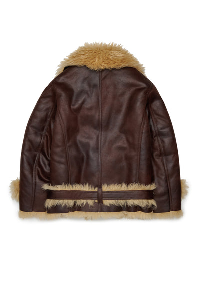 Giacca marrone con dettagli in eco pelliccia per bambini Dsquared2 DQ3411 DQ746 