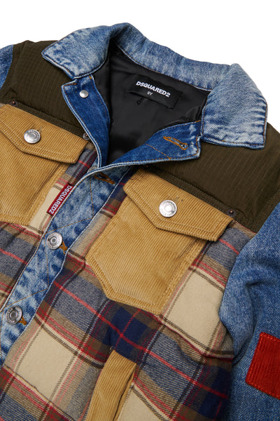 Giubbino in denim patchwork per bambino Dsquared2 DQ3414 DQ717 