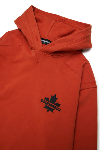 Felpa arancio bruciato con logo per bambino Dsquared2 DQ3423 DQ424 