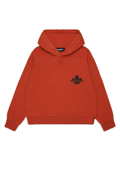 Felpa arancio bruciato con logo per bambino Dsquared2 DQ3423 DQ424 