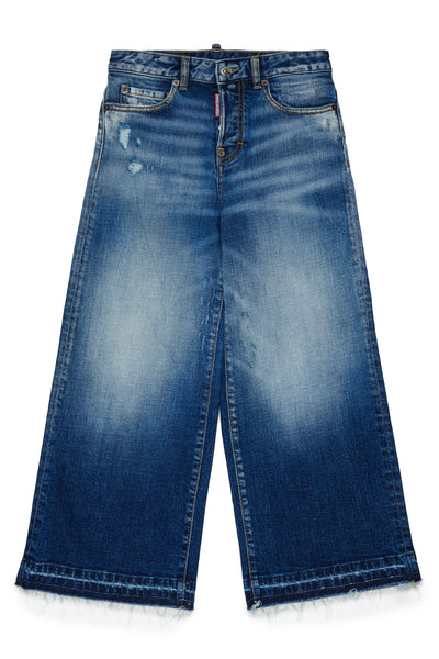 Jeans in denim blu medio per bambina Dsquared2 DQ3577 DQ01 