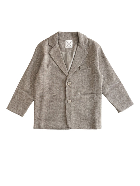 Giacca con motivo a spina di pesce marrone e beige per bambino Fiorile 1600 001 