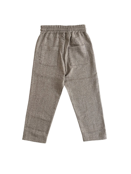 Pantalone con motivo a spina di pesce marrone e beige per bambino Fiorile 1601 001 