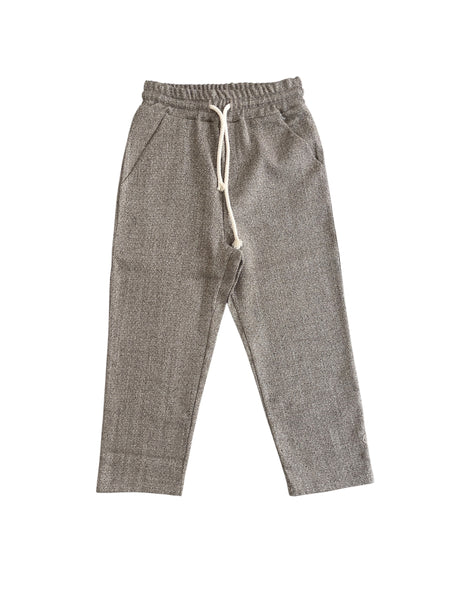Pantalone con motivo a spina di pesce marrone e beige per bambino Fiorile 1601 001 