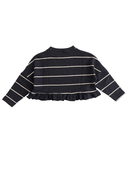 Maglia carbone a righe panna per bambina Fiorile 1754 152 