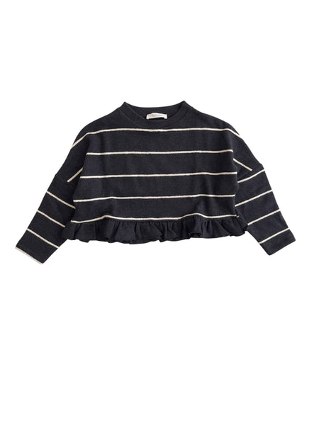 Maglia carbone a righe panna per bambina Fiorile 1754 152 