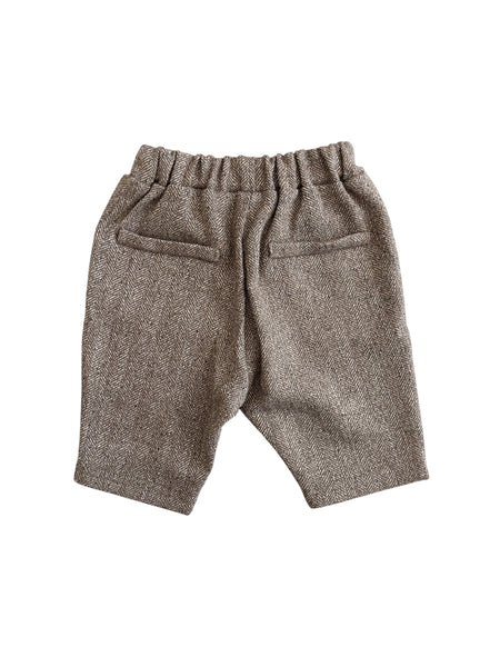 Pantalone a spina di pesce tortora per neonato Fiorile 1801 001 