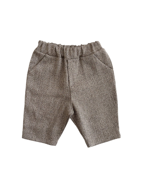 Pantalone a spina di pesce tortora per neonato Fiorile 1801 001 