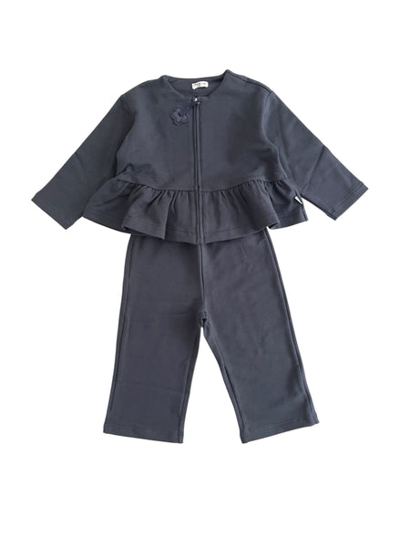 Completo blu in felpa per neonata e bambina Il gufo A26GDF0033M0100 497 