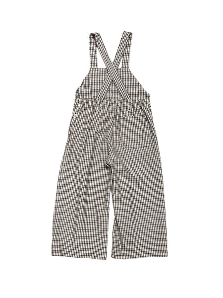 Salopette check beige e marrone per bambina Il gufo A26GST0006W3043 132 