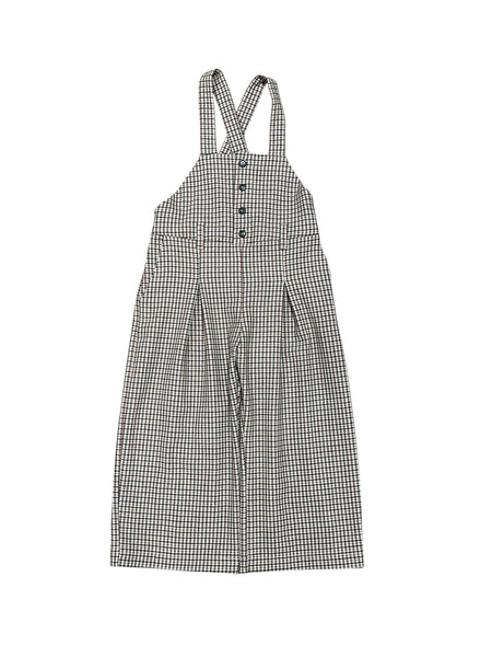 Salopette check beige e marrone per bambina Il gufo A26GST0006W3043 132 