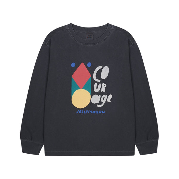 T-shirt grafite con stampa per bambino Jelly Mallow JM2620112 COURAGE 