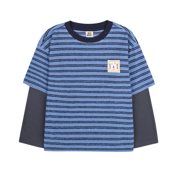 T-shirt azzurro con righe blu per bambino Jelly Mallow JM2620132 JOYFUL 