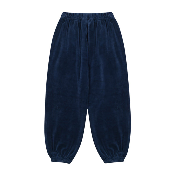 Pantalone effetto velluto blu notte con righe corallo per bambino Jelly Mallow JM2620414 PIPING 