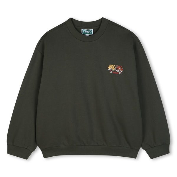 Felpa verde con stampe per bambino Kenzo K61940 21G 