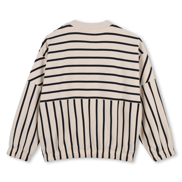 Felpa beige a righe blu con ricamo per bambino Kenzo K61942 21G 