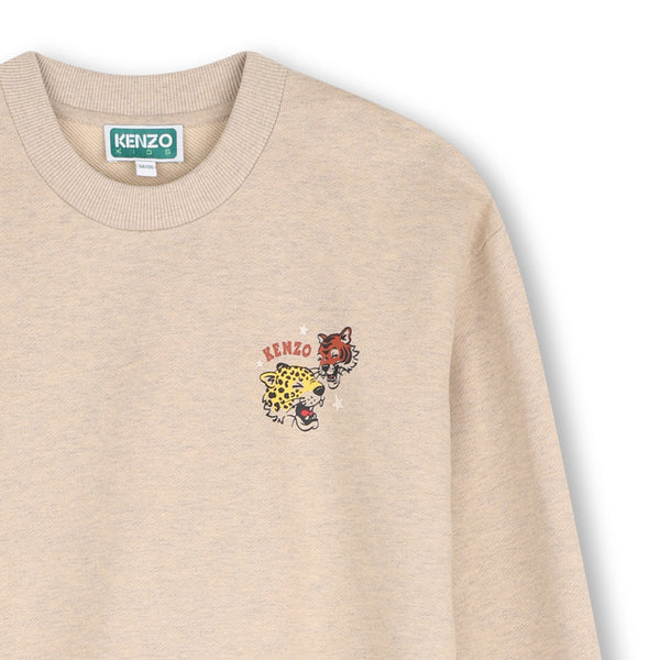 Felpa ecrù con stampe all over e guanti con zampa per bambino Kenzo K61958 230 