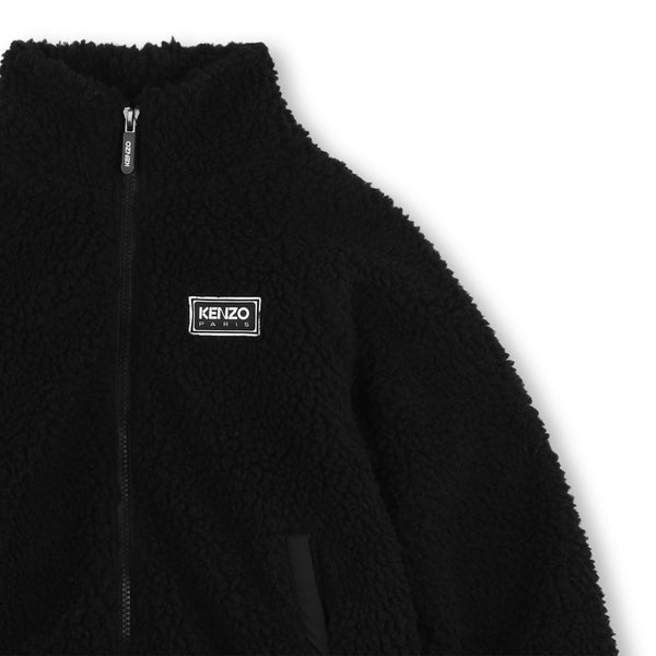 Giacca teddy nera per bambini Kenzo K62038 09B 
