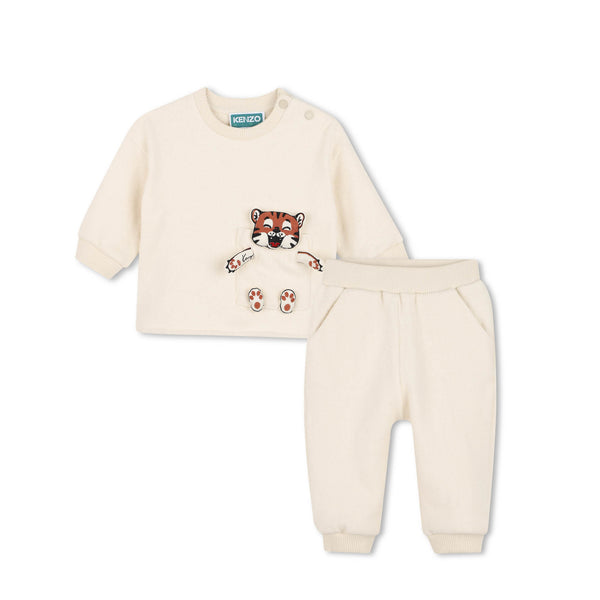 Completo felpa+tuta bianco panna per neonati Kenzo K62101 21G 
