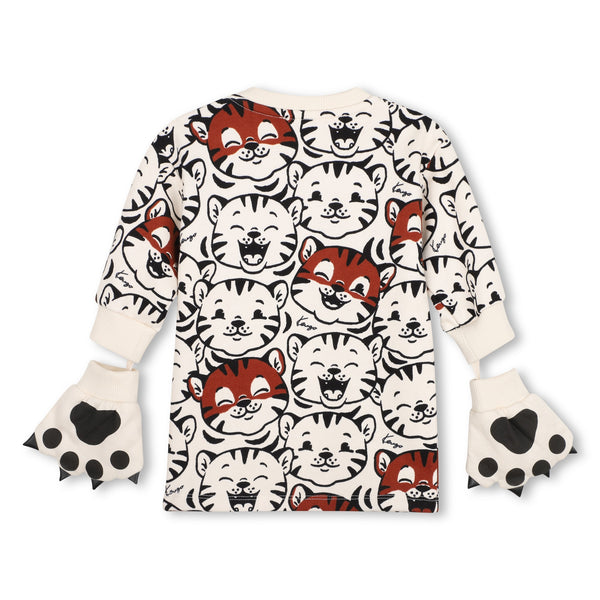 Abito in felpa bianco con stampa all over per neonata Kenzo K62119 21G 