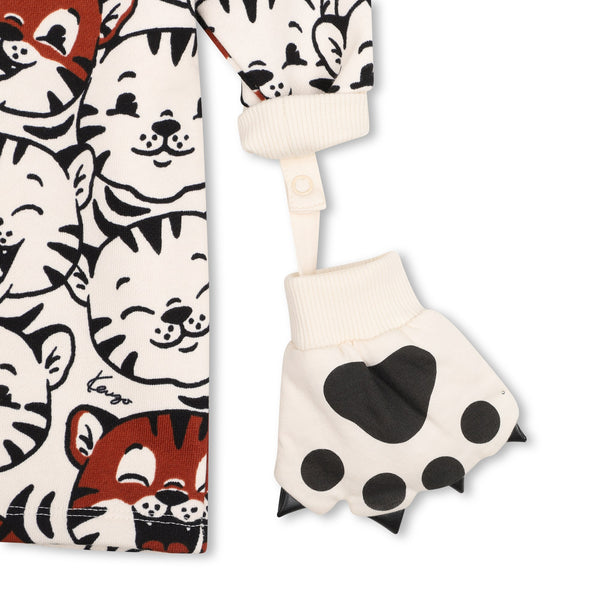 Abito in felpa bianco con stampa all over per neonata Kenzo K62119 21G 