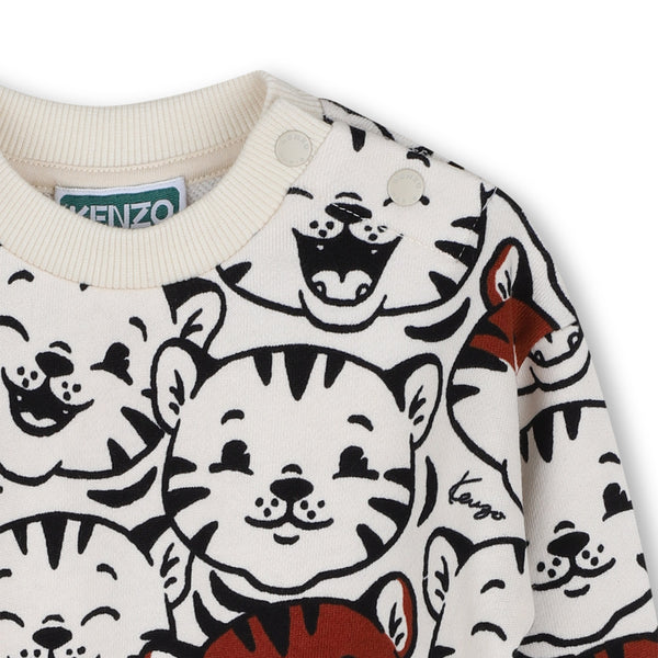 Felpa bianca con stampa all over per neonati Kenzo K62137 21G 