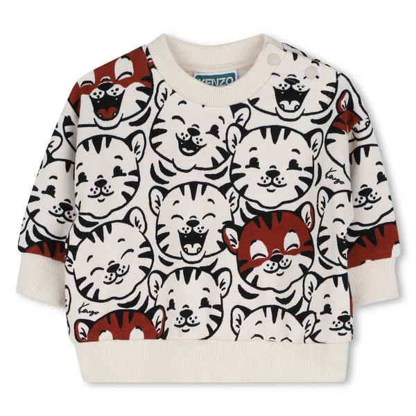 Felpa bianca con stampa all over per neonati Kenzo K62137 21G 