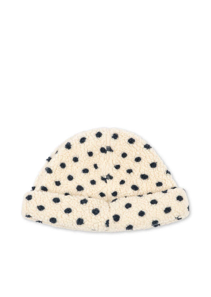 Cuffia teddy bianca a pois neri per neonata  e bambina Konges slojd KS105719 DOT LUMIERE 