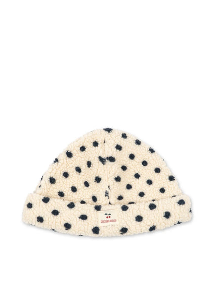 Cuffia teddy bianca a pois neri per neonata  e bambina Konges slojd KS105719 DOT LUMIERE 