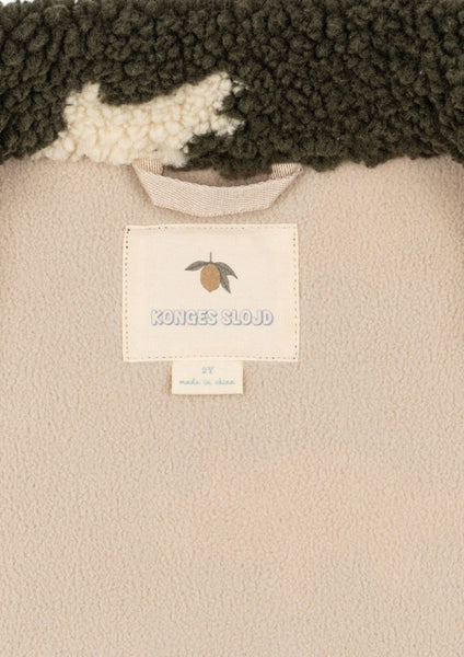 Giubbino teddy verde con stampa all over per neonato e bambino Konges slojd KS105720 DINO 