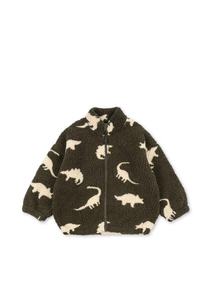 Giubbino teddy verde con stampa all over per neonato e bambino Konges slojd KS105720 DINO 