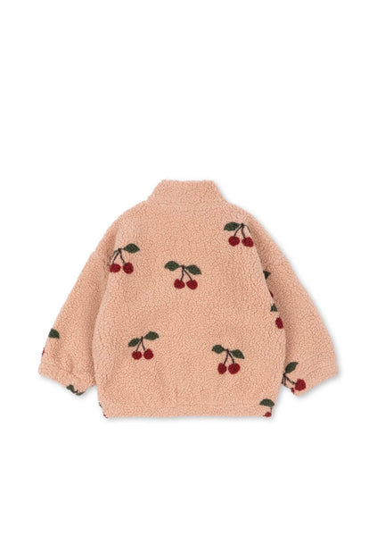 Giubbino teddy rosa con stampa ciliegie per neonata e bambina Konges slojd KS105720 GRANDE CERISE 